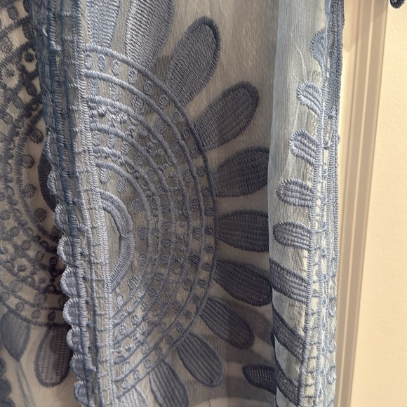 David and Young Blue Floral Lace Kimono Duster Womens One Size Boho Sheer - Picture 2 of 5